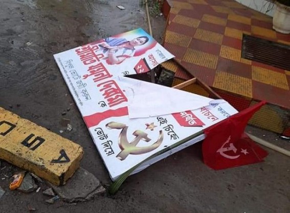 CPI-M’s flags and festoons were damaged in AMC areas CPI-M’s flags and festoons were damaged in AMC areas